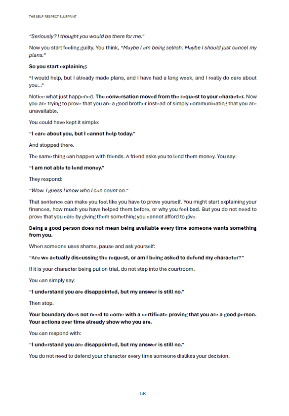 Page from The Self-Respect Blueprint: The shame script they use